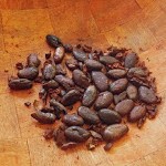 Foto de los granos de chocolate pelados